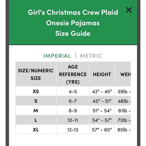 🎄 Girl’s Christmas Crew Plaid Onesie Pajamas Black White Red XS NEW 🎅 - Picture 4 of 5